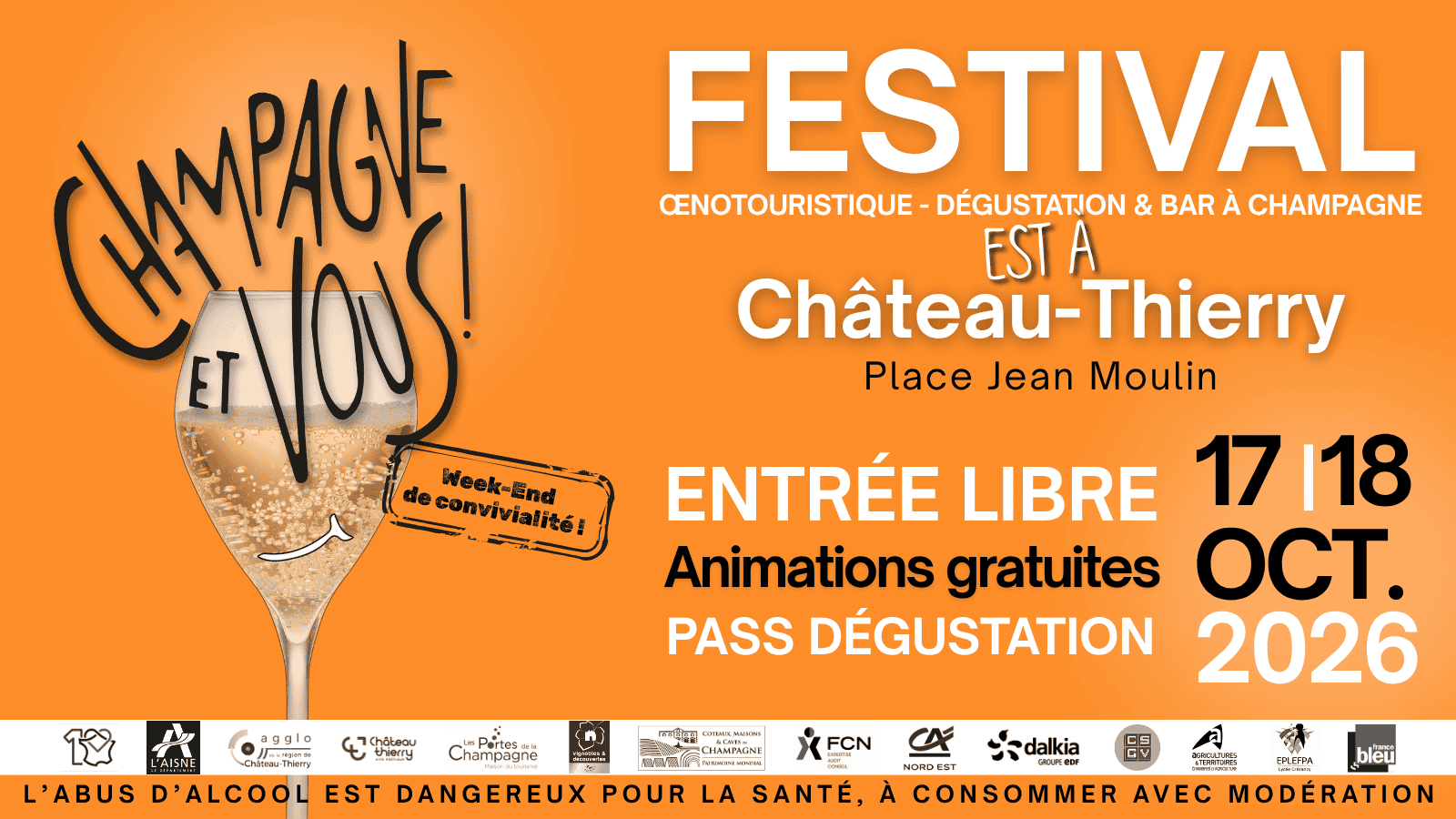Festival Champagne Et Vous ! du 17 au 18 octobre 2026 à Château-Thierry, Place Jean Moulin, 02400.